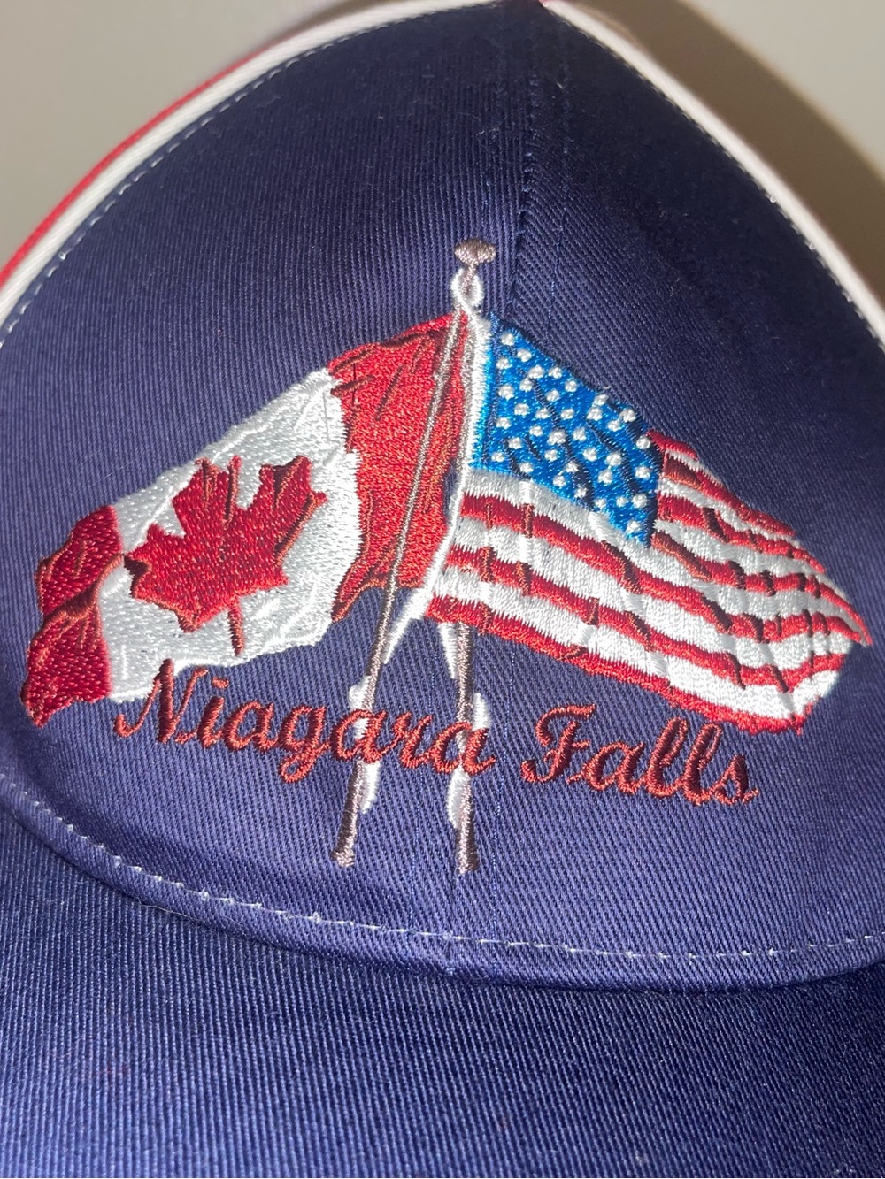 Niagara Falls Embroidered Flag Baseball Cap - Navy